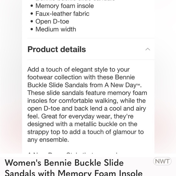 Women's Bennie Buckle Slide
Sandals with Memory Foam Insole
- A New Day new - Picture 5 of 5